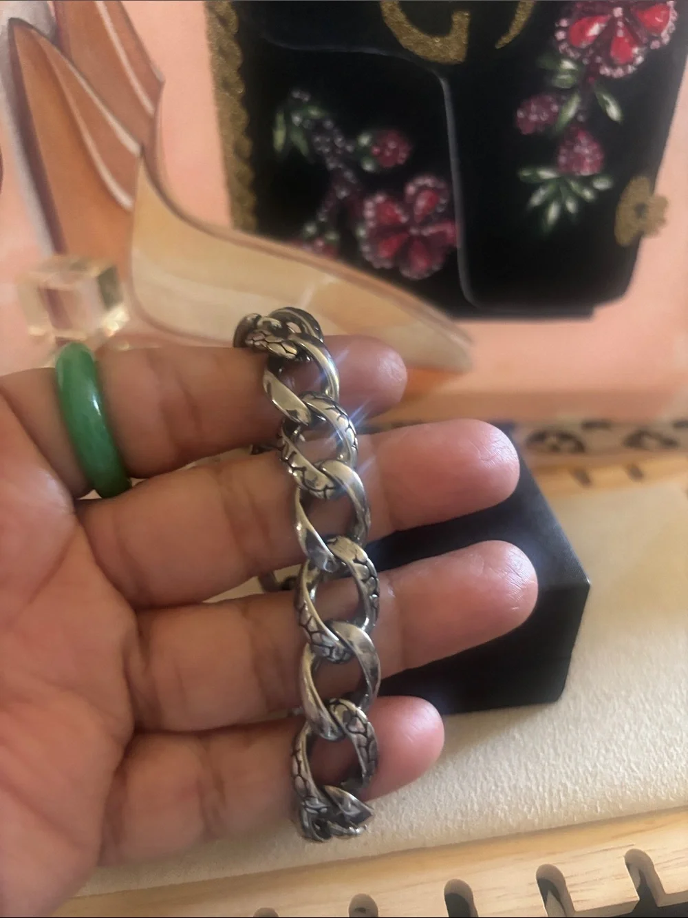 Polished Silver-Tone Chunky Chain Bracelet 8.5”